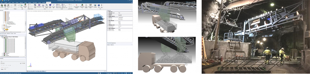 Virtual commissioning of a mobile ore chute.