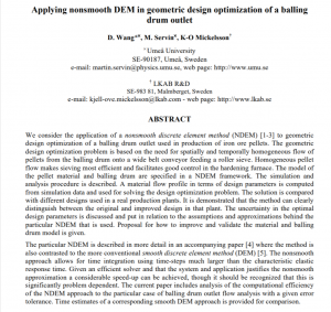 Applying nonsmooth DEM in geometric design optimization of a balling drum outlet