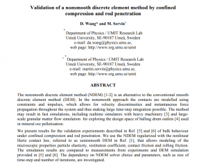 Validation of a nonsmooth discrete element method by confined compression and rod penetration