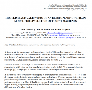Modeling and validation of an elastoplastic terrain model for simulation of forestry machines