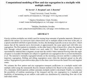 Computational modeling of flow and size segregation in a stockpile with multiple outlets