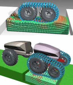 Particle-based solid for nonsmooth multidomain dynamics