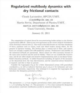 Regularized multibody dynamics with dry frictional contacts